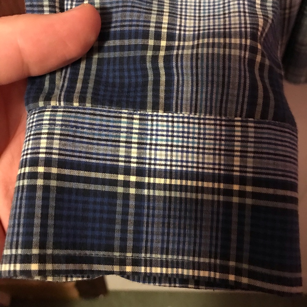Munsingwear Blue Plaid Button Down Shirt Mens L - Picture 8 of 12